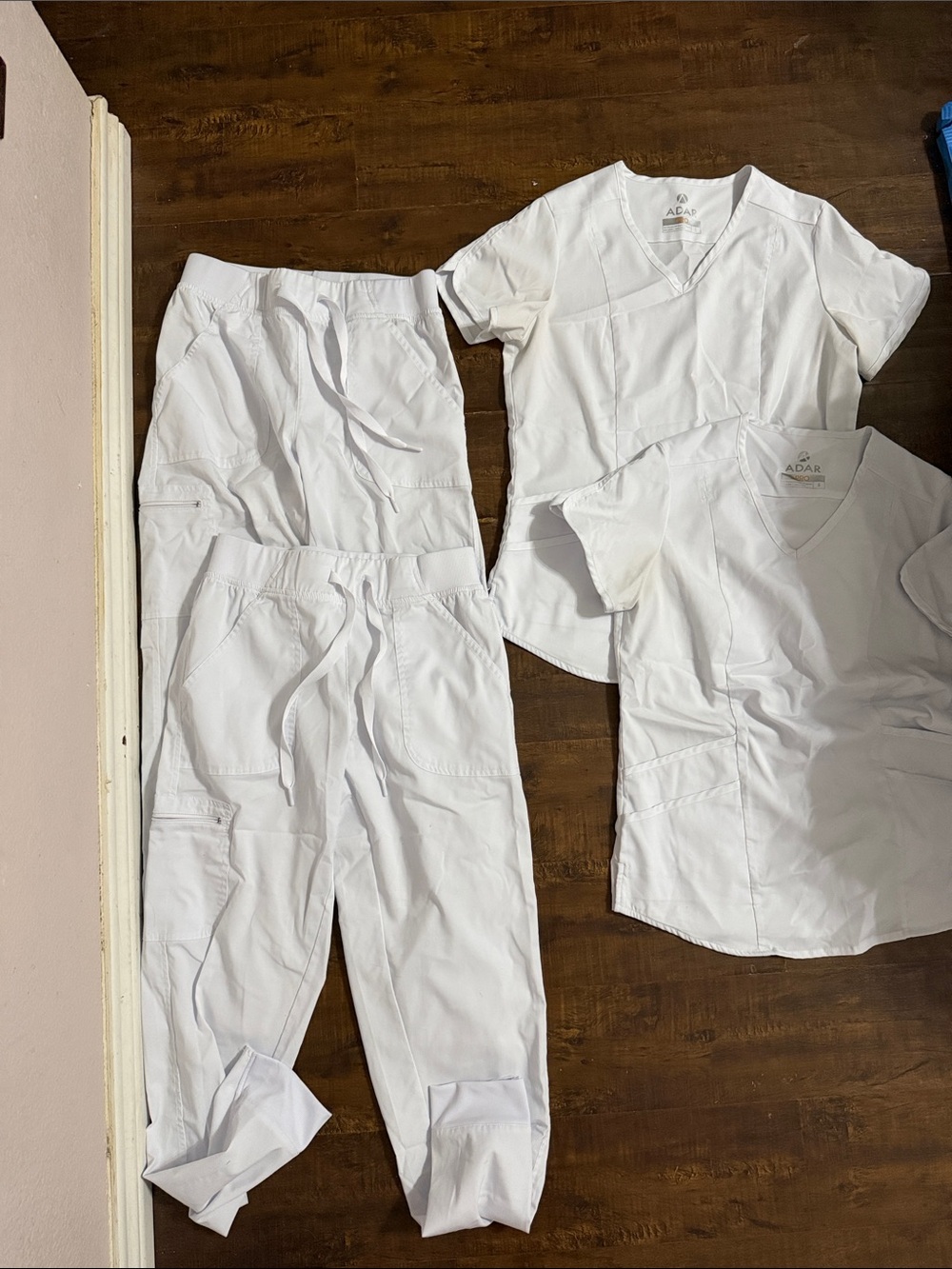 Ada Women’s White Drawstring Cargo Jogger Scrub Pants